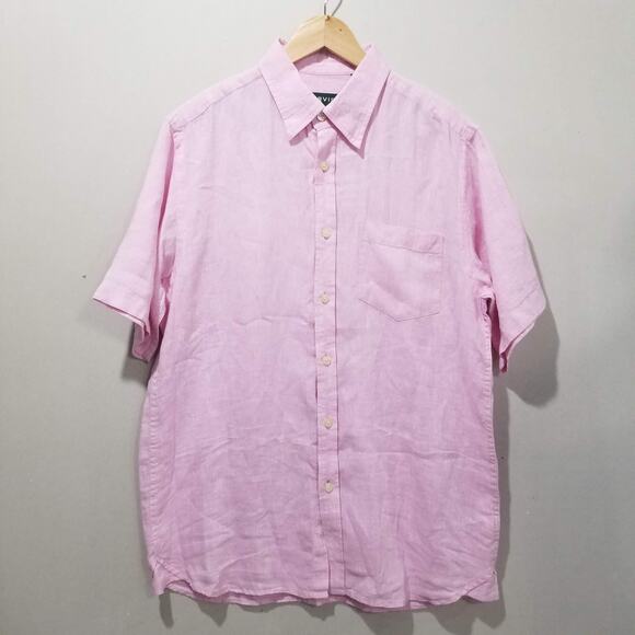 Orvis Shirt Mens Medium Pink 100% Linen Short Sleeve Button Front Summer Casual - Picture 11 of 11